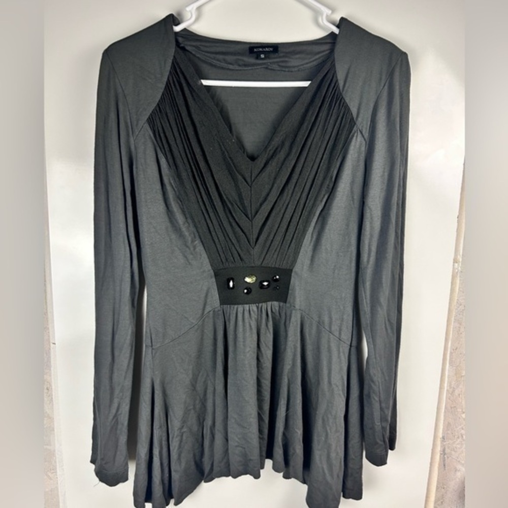 Komarov grey embelished long sleeve shirt sz‎ S